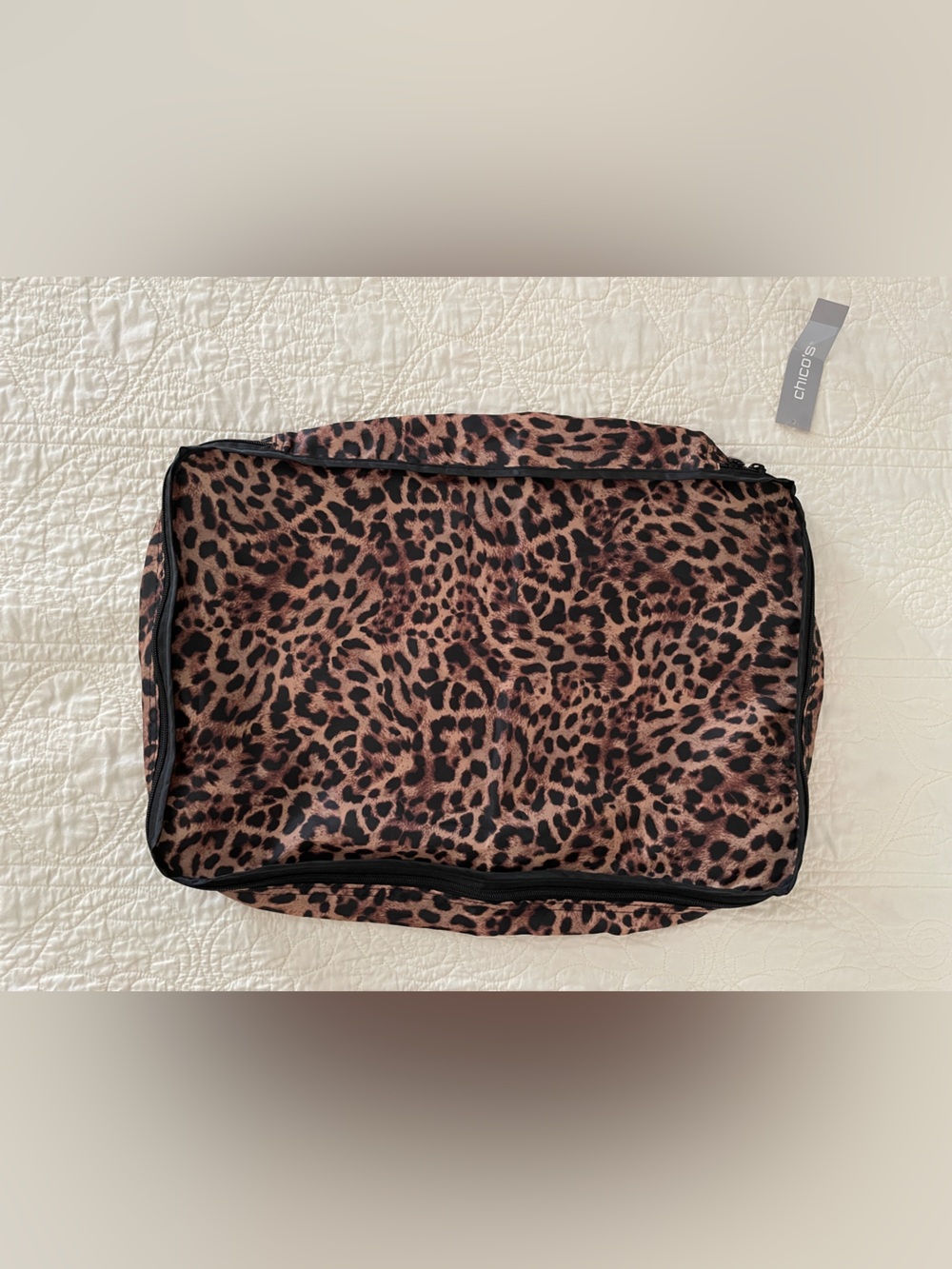 NWT CHICOS  TRAVEL PACKING CUBE ANIMAL PRINT 18x12x3.5”